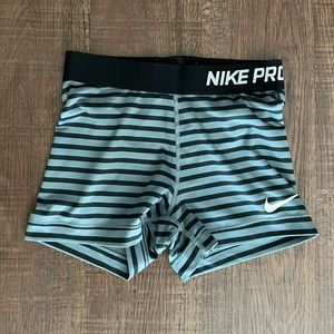 Nike Pro Shorts Spandex Black and Gray Striped